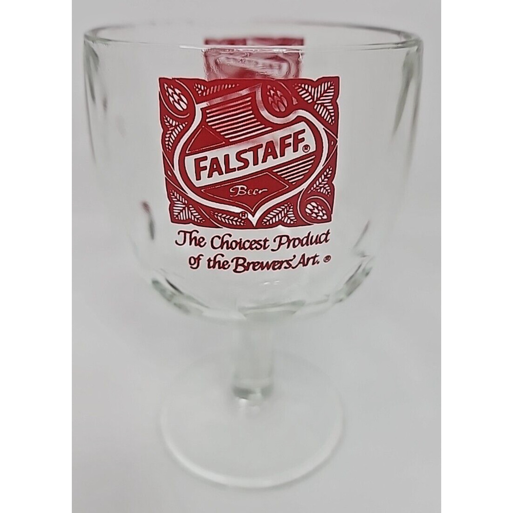 Vtg Falstaff Glass Beer Goblet Thumbprint Streamed Dimples Carnival U272-11
